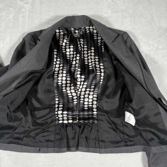 Bebe Blazer Women Size 6 Gray Wool Blend One-Button Office Jacket Lined EUC - Picture 8 of 13